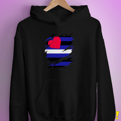 Leather Pride Flag Ripped Reveal Hoodie